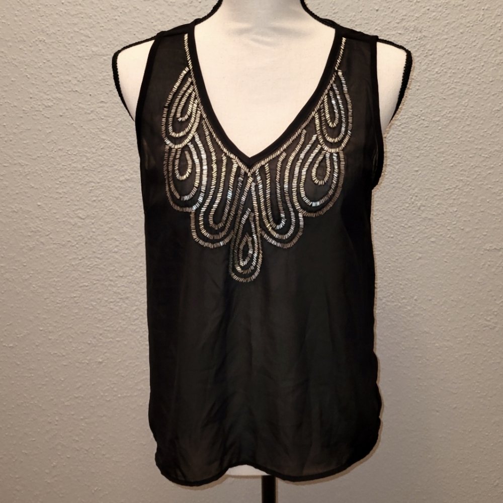 Sheer sleeveless beaded top